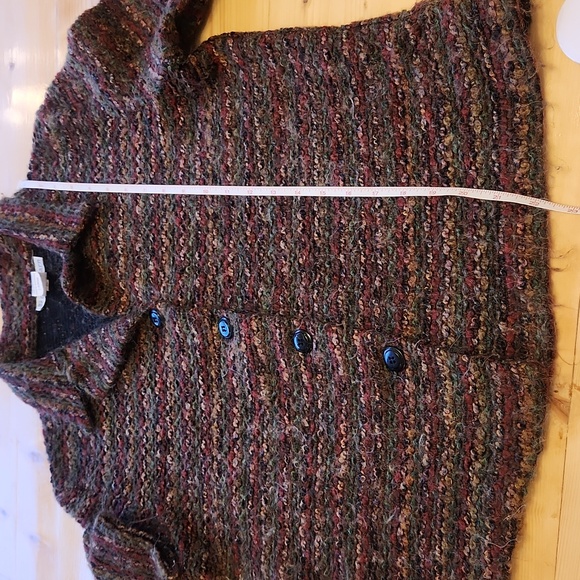 Vintage 90s Mohair Blend Multicolor Spacedye Button Up Cardigan Jacket L - Picture 10 of 12